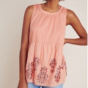 NWOT XXS/XS Anthropologie Maeve Simona Sequin Babydoll Blouse